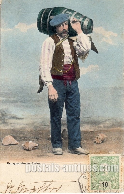 Bilhete postal de um aguadeiro em Lisboa | Portugal em postais antigos