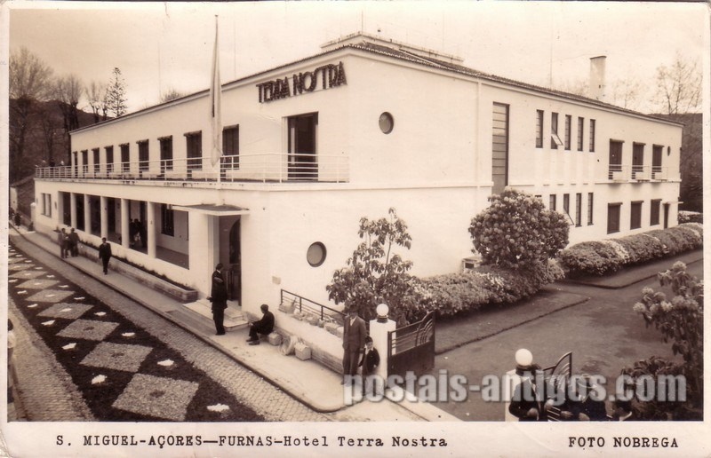 Bilhete postal do Hotel Terra Nostra, Furnas, São Miguel, Açores  | Portugal em postais antigos