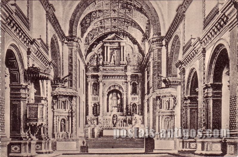 Bilhete postal do Interior do Convento de São Francisco da Assis, Velha Goa, India Portuguesa | Portugal em postais antigos