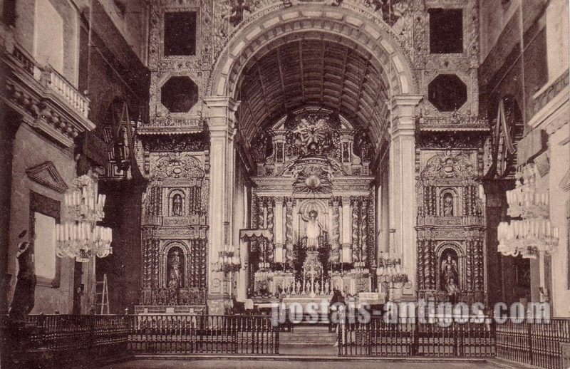 Bilhete postal do Interior do Convento de Bom Jésus, Velha Goa, India Portuguesa | Portugal em postais antigos