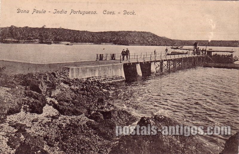 Bilhete postal dos Cais de Dona Paula, India Portuguesa | Portugal em postais antigos