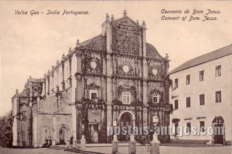 Bilhete postal do Convento de Bom Jésus, Velha Goa, India Portuguesa | Portugal em postais antigos