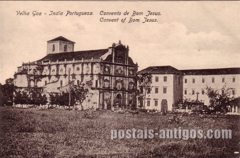 Bilhete postal do Convento de Bom Jésus, Velha Goa, India Portuguesa | Portugal em postais antigos