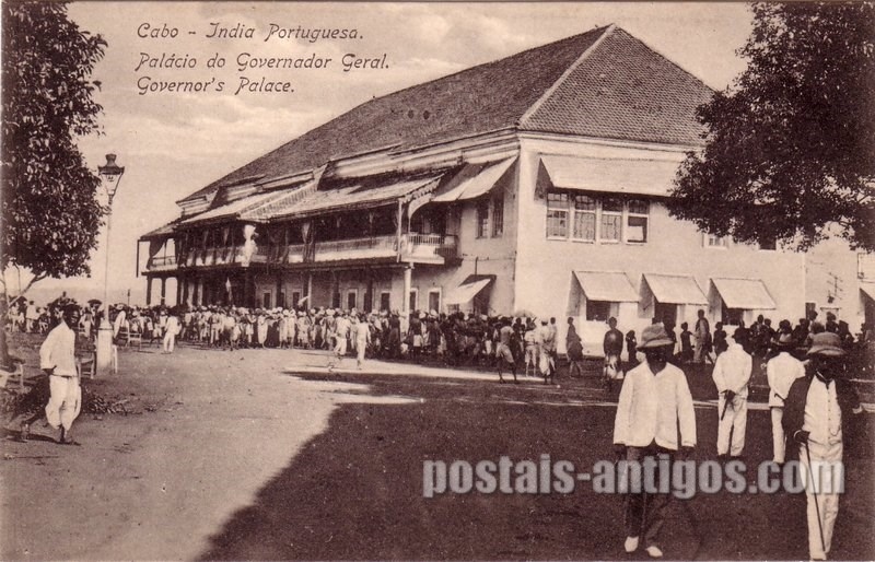 Bilhete postal do Palácio do Governardor Geral, Cabo, India Portuguesa | Portugal em postais antigos
