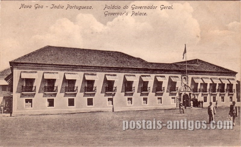 Bilhete postal do Palácio do Governador geral, Nova Goa, India Portuguesa | Portugal em postais antigos