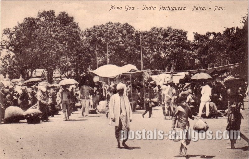 Bilhete postal da Feira de Nova Goa, India Portuguesa | Portugal em postais antigos