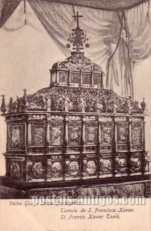 Bilhete postal do Túmulo de São Francisco Xavier, Velha Goa, India Portuguesa | Portugal em postais antigos