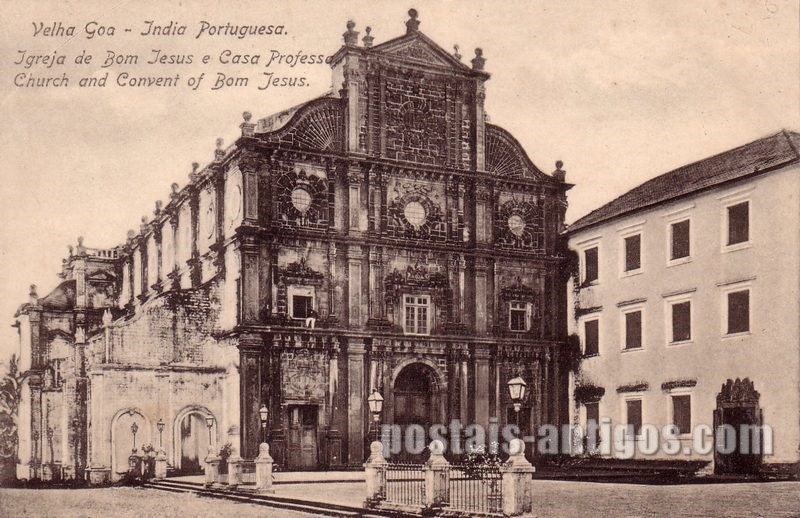 Bilhete postal da Igreja de Bom Jésus e Casa Professa, Velha Goa, India Portuguesa | Portugal em postais antigos