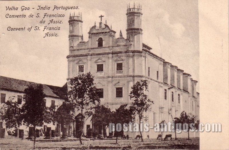 Bilhete postal do Convento de São Francisco de Assis, Velha Goa, India Portuguesa | Portugal em postais antigos