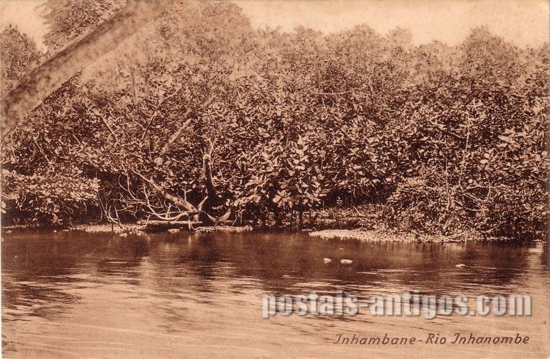 Bilhete postal ilustrado antigo do Rio Inhamombe, Inhambane,  Moçambique | Portugal em postais antigos
