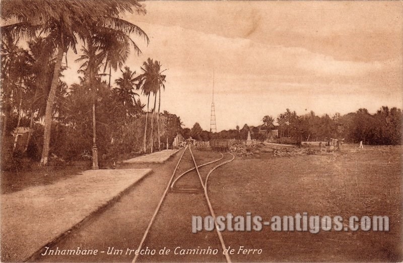Bilhete postal ilustrado antigo de Um trecho do caminho de ferro, Inhambane,  Moçambique | Portugal em postais antigos