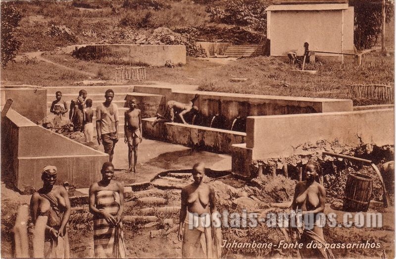 Bilhete postal ilustrado antigo da Fonte dos passarinhos, Inhambane,  Moçambique | Portugal em postais antigos