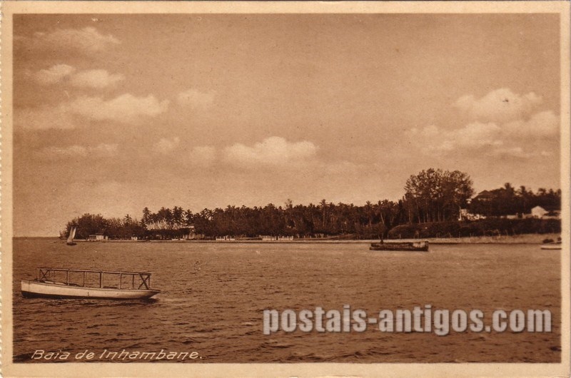 Bilhete postal ilustrado antigo da Baia de Inhambane,  Moçambique | Portugal em postais antigos