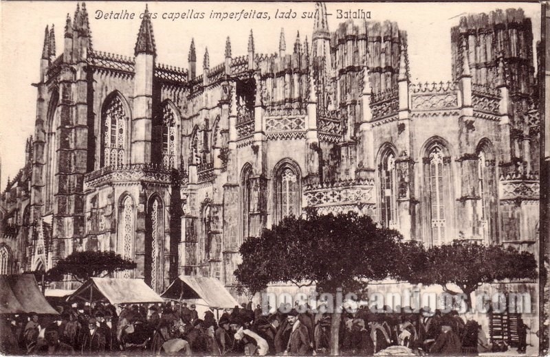Bilhete postal de Batalha, mercado lado-sul das capelas imperfeitas | Portugal em postais antigos
