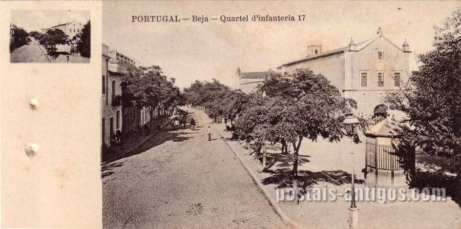 Bilhete postal ilustrado de Beja, Quartel d'infanteria 17 | Portugal em postais antigos