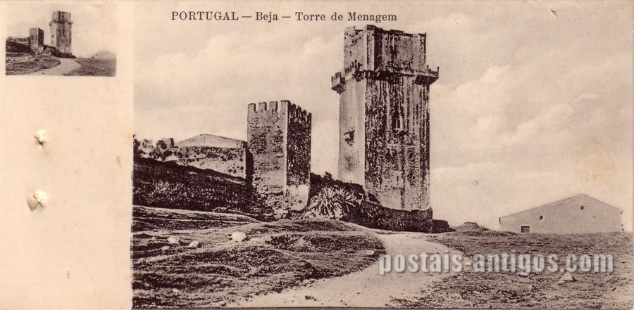 Bilhete postal ilustrado de Beja, Torre de Menagem | Portugal em postais antigos