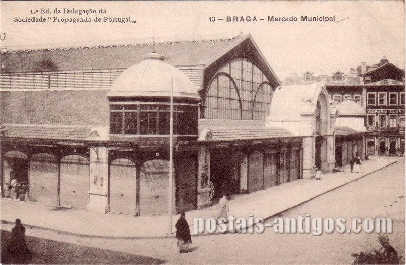 Bilhete postal de Braga, mercado municipal | Portugal em postais antigos