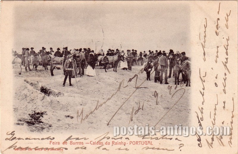Bilhete postal de Caldas da Rainha, Feira de burros | Portugal em postais antigos