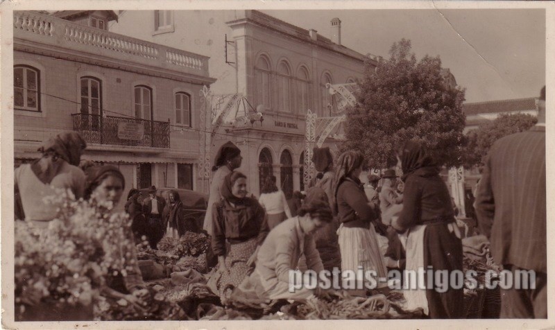 Bilhete postal de Caldas da Rainha, mercado de frutas | Portugal em postais antigos
