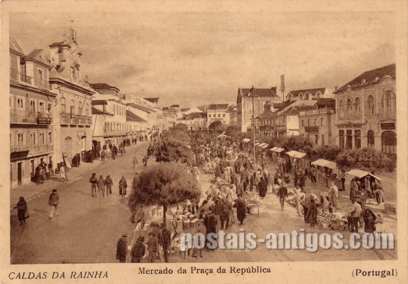 Bilhete postal de Caldas da Rainha, Mercado da Praça da República | Portugal em postais antigos