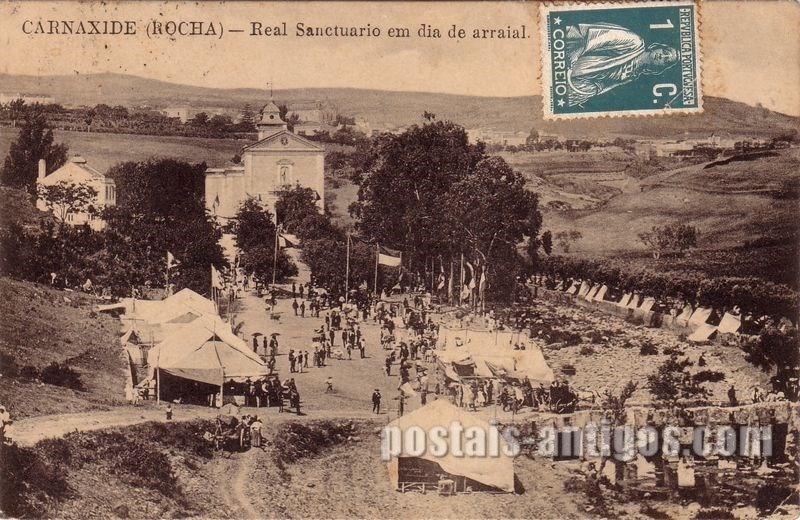 Bilhete postal de Carnaxide, Real Santuário em dia de arraial | Portugal em postais antigos