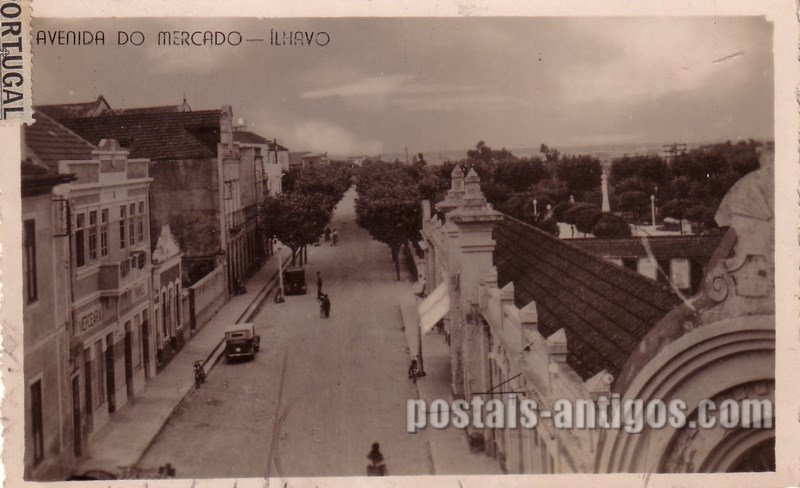 Bilhete postal de Ilhavo, avenida do mercado | Portugal em postais antigos