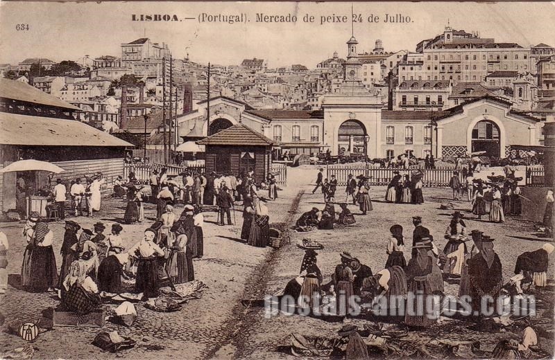 Bilhete postal de Lisboa, mercado de peixe 24 de Julho | Portugal em postais antigos