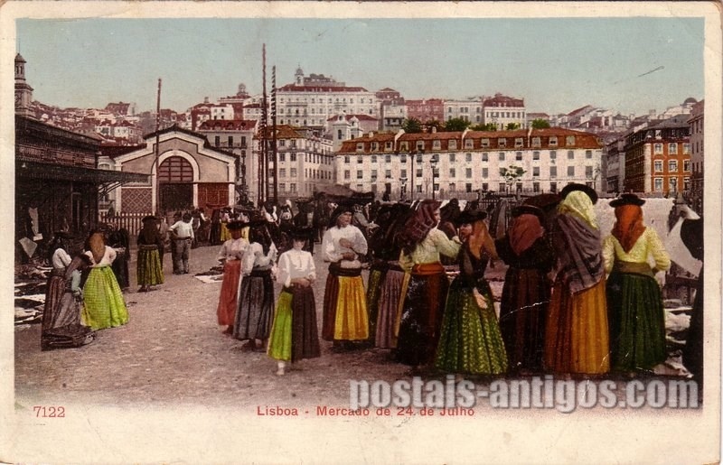 Bilhete postal de Lisboa, Mercado de 24 de julho | Portugal em postais antigos
