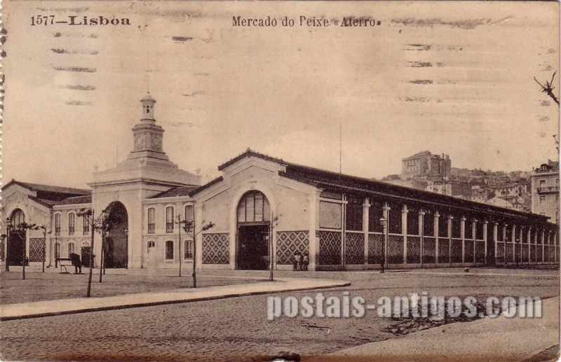 Bilhete postal de Lisboa, Mercado do peixe "Aterro" | Portugal em postais antigos
