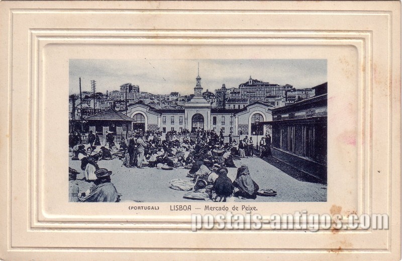 Bilhete postal de Lisboa, mercado de peixe | Portugal em postais antigos