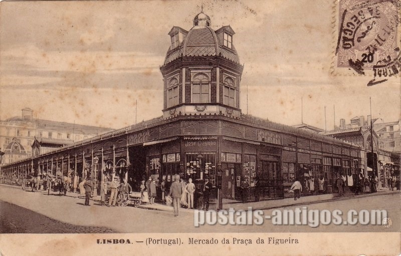 Bilhete postal de Lisboa, mercado da praça da Figueira | Portugal em postais antigos