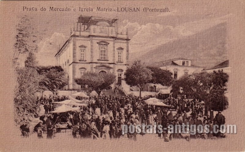 Bilhete postal de Lousã, Praça do mercado | Portugal em postais antigos