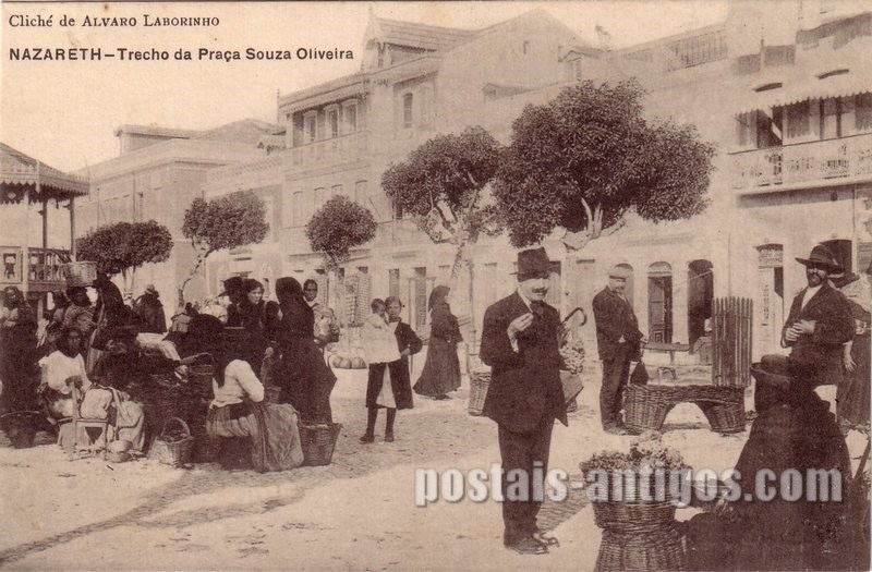 Bilhete postal de Nazaré, Trecho da Praça Souza Oliveira | Portugal em postais antigos