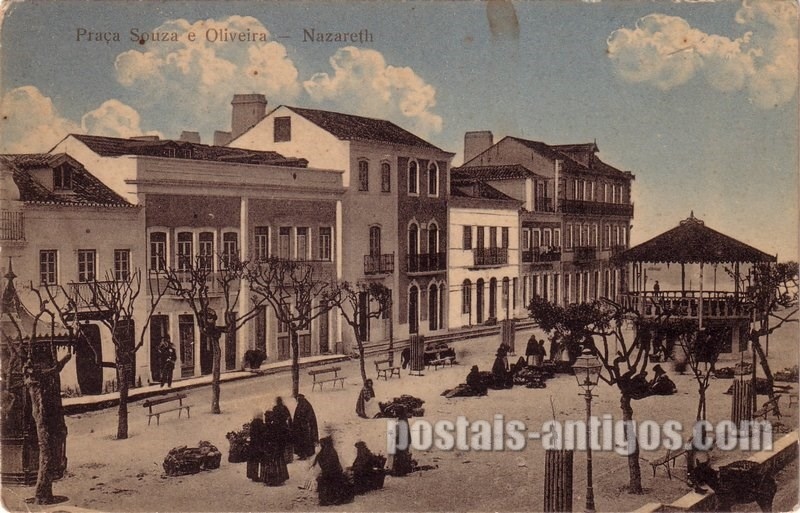 Bilhete postal de Praça Souza Oliveira, Nazaré | Portugal em postais antigos