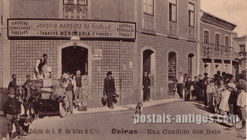 Bilhete postal de Casa Comercial Joaquim Marques da Silva, Rua Candido dos Reis, Oeiras | Portugal em postais antigos