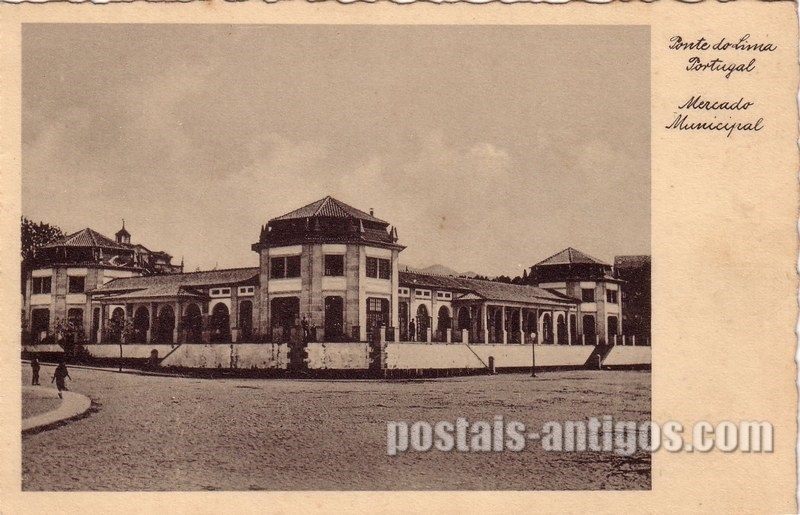 Bilhete postal de Ponte de Lima, mercado municipal | Portugal em postais antigos