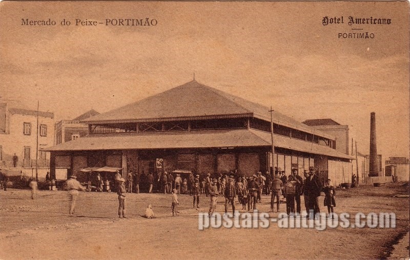 Bilhete postal de Portimão, mercado de Peixe | Portugal em postais antigos