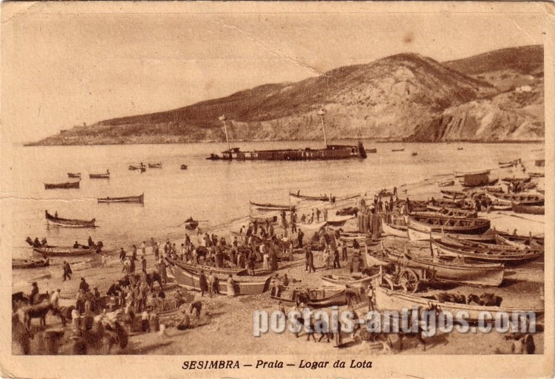 Bilhete postal de Sesimbra, Praia, Logar da Lota | Portugal em postais antigos