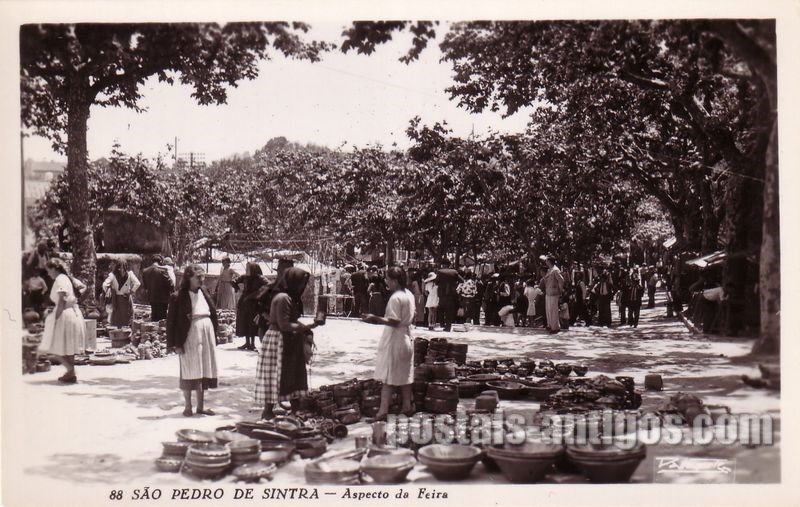 Bilhete postal de São Pedro de Sintra, aspecto da Feira | Portugal em postais antigos