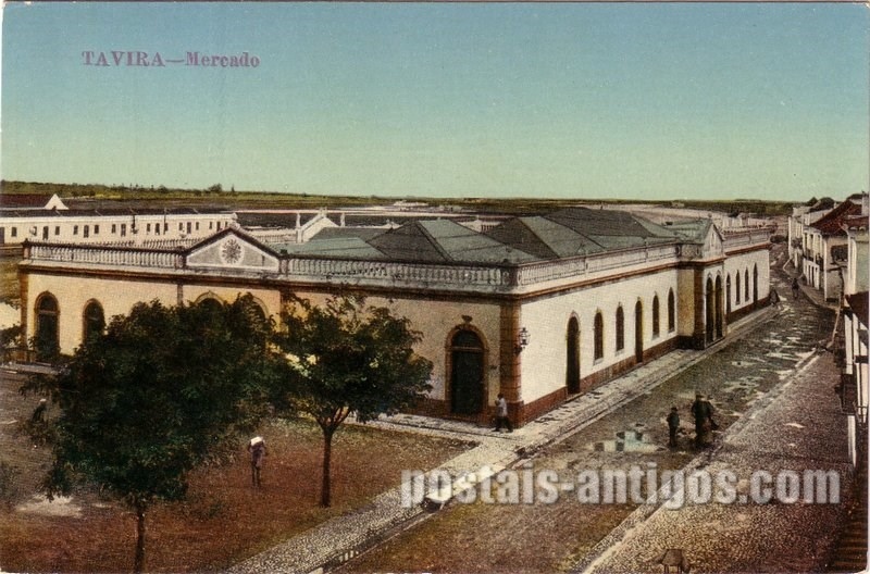 Bilhete postal de Tavira, mercado | Portugal em postais antigos