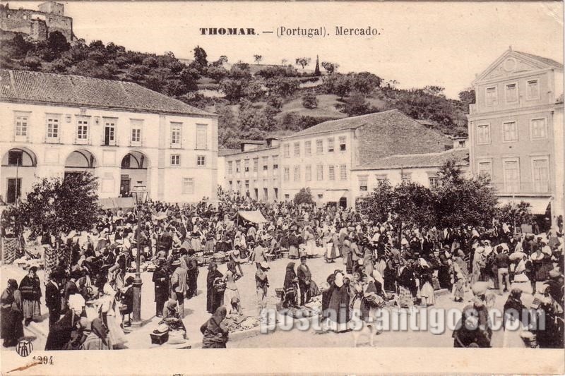 Bilhete postal de Tomar, Mercado | Portugal em postais antigos