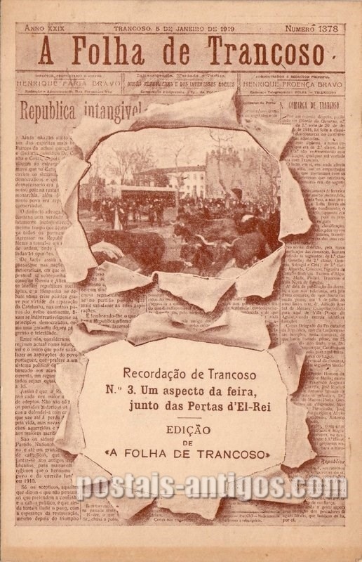 Bilhete postal de Trancoso, um aspecto da feira | Portugal em postais antigos