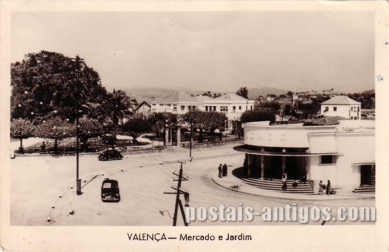 Bilhete postal de Valença, mercado e jardim | Portugal em postais antigos