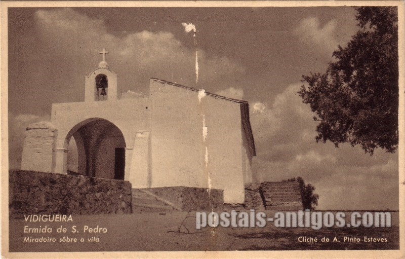 Bilhete postal ilustrado de Vidigueira, Ermida de São Pedro | Portugal em postais antigos 