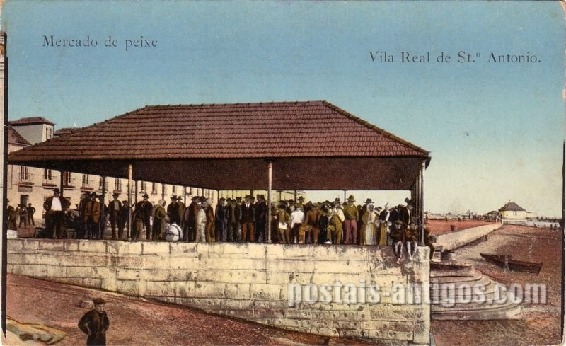 Bilhete postal de Vila Real de Santo António, Mercado de peixe | Portugal em postais antigos