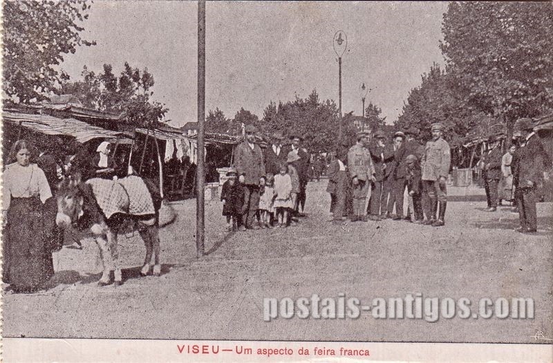 Bilhete postal de Viseu, um aspecto da feira franca | Portugal em postais antigos