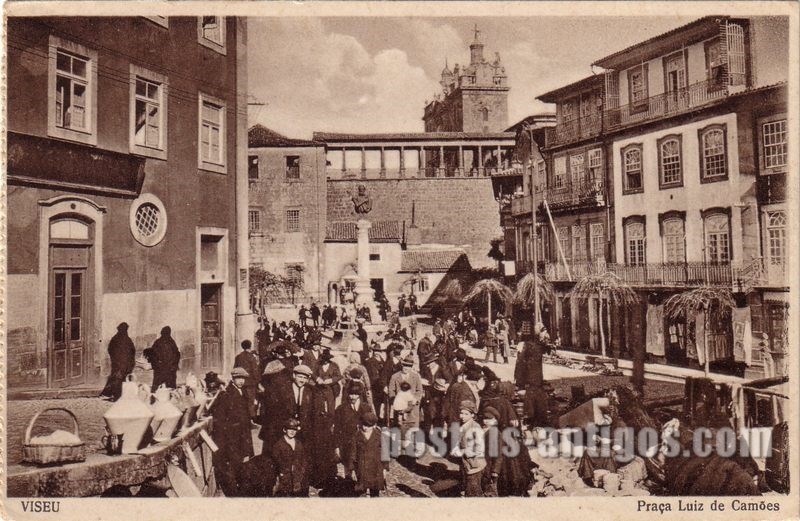 Bilhete postal de Viseu, Praça Luís de Camões | Portugal em postais antigos