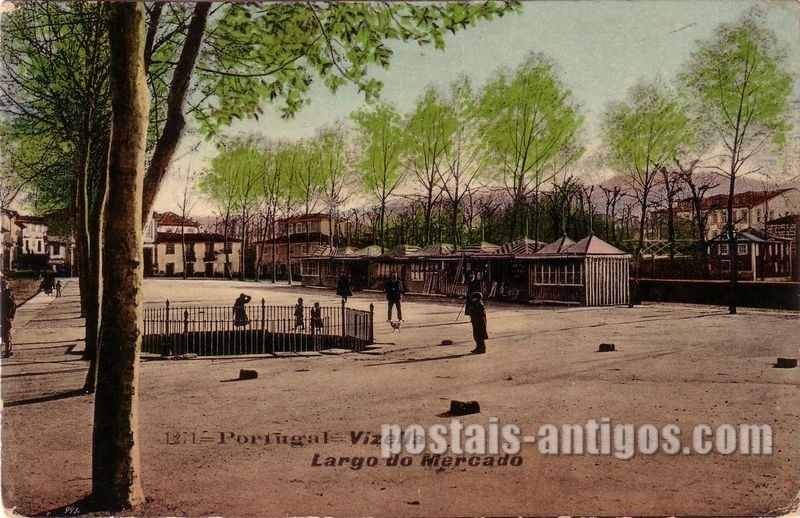 Bilhete postal de Vizela, largo do Mercado | Portugal em postais antigos
