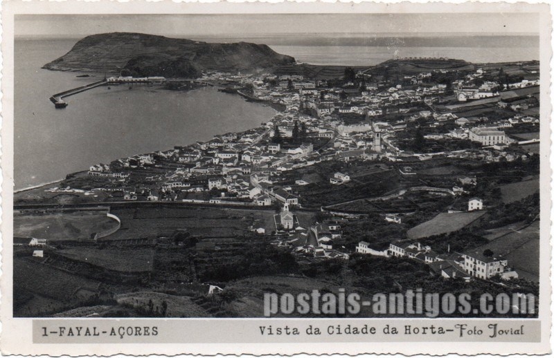 Bilhete postal ilustrado: Fayal - Açores - Vista da Cidade da Horta | Portugal em postais antigos