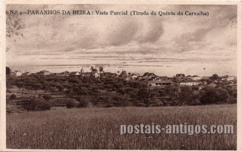 Bilhete postal ilustrado: Paranhos da Beira : Vista Parcial (Tirada da Quinta da Carvalha) | Portugal em postais antigos